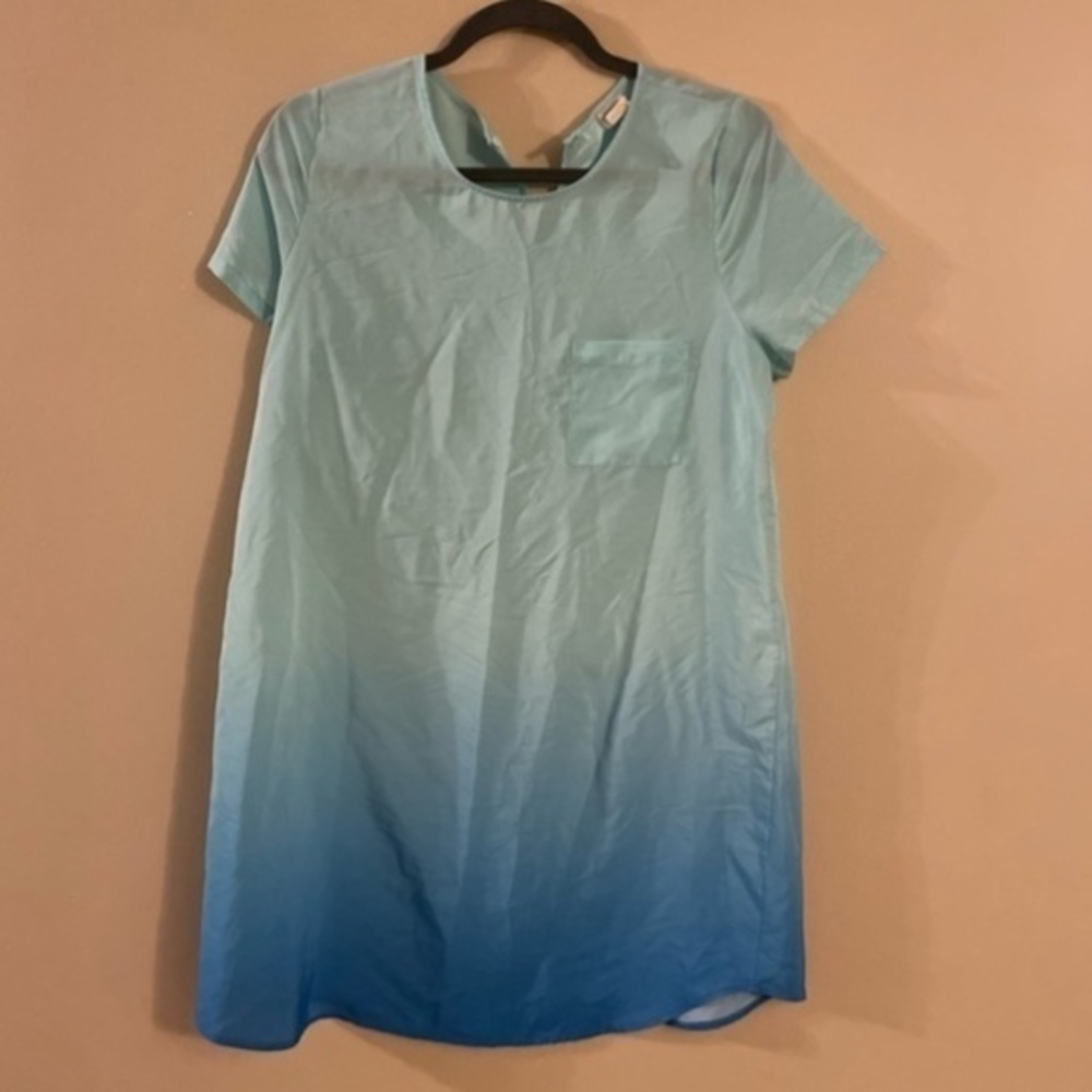 Charming Charlie Short Sleeve Blue  Ombré Mini Dress  Size Large Women